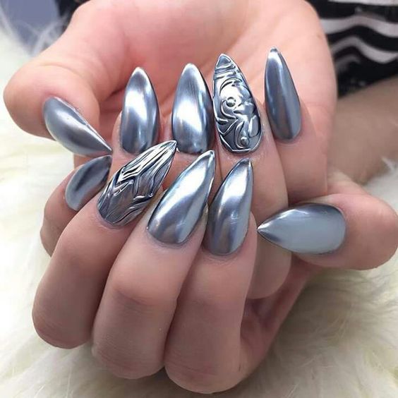Beautiful Metallic Chrome Nail Art Designs & Tutorial - Galstyles.com